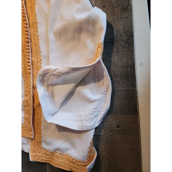 White gold trim pullover cover cardigan long sleeve - Picture 3 of 5